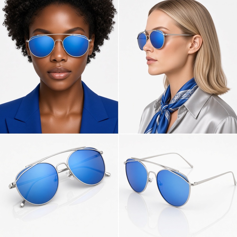 Sunglasses Women Silver Mirror Rave, Festival, Techno Sporty Reflective Metallic